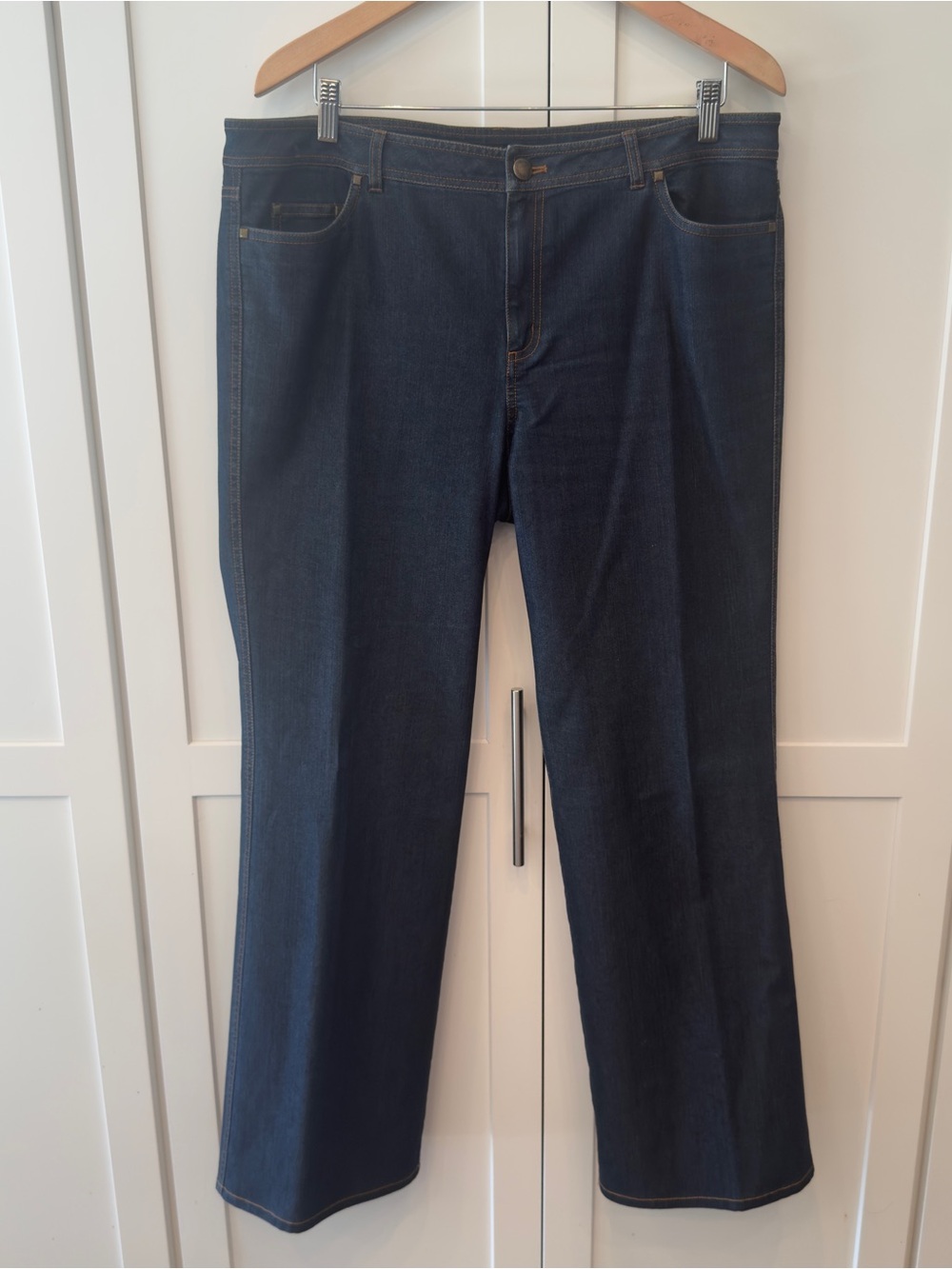 Lafayette 148 New York Wide Leg Trouser Jeans Dark Indigo Size 14